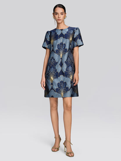 Jacquard Metallic Thread Beaded Dress