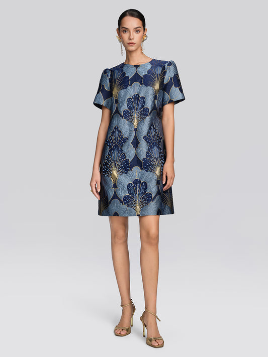 Jacquard Metallic Thread Beaded Dress