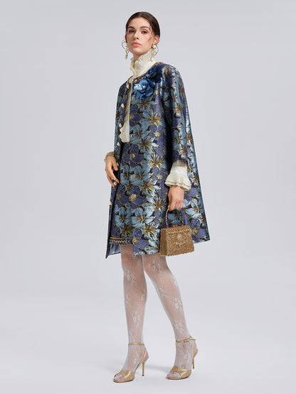 Hand-Sewn Crystal Floral Jacquard Jacket