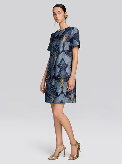 Jacquard Metallic Thread Beaded Dress