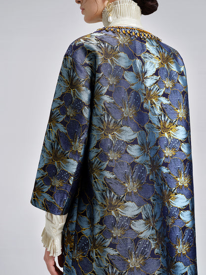 Hand-Sewn Crystal Floral Jacquard Jacket