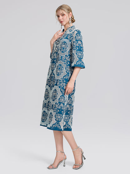Cutwork Embroidered Beaded Straight Dress