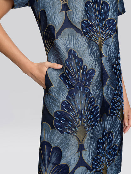 Jacquard Metallic Thread Beaded Dress