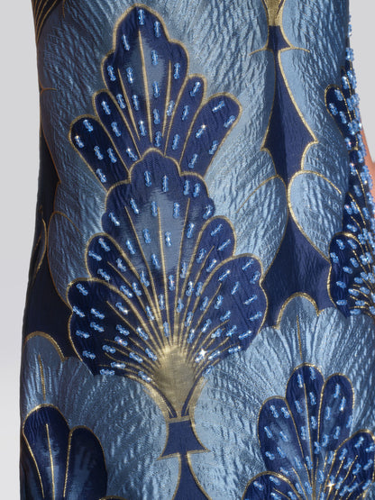 Jacquard Metallic Thread Beaded Dress