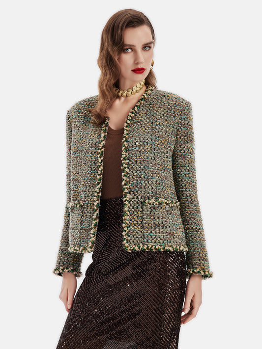 French Wool Blend Tweed Jacket