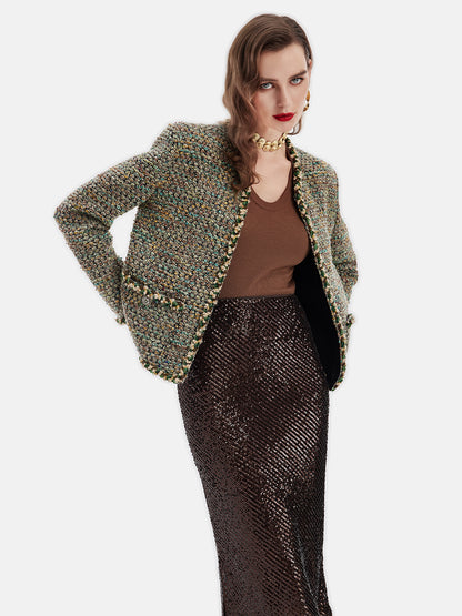 French Wool Blend Tweed Jacket