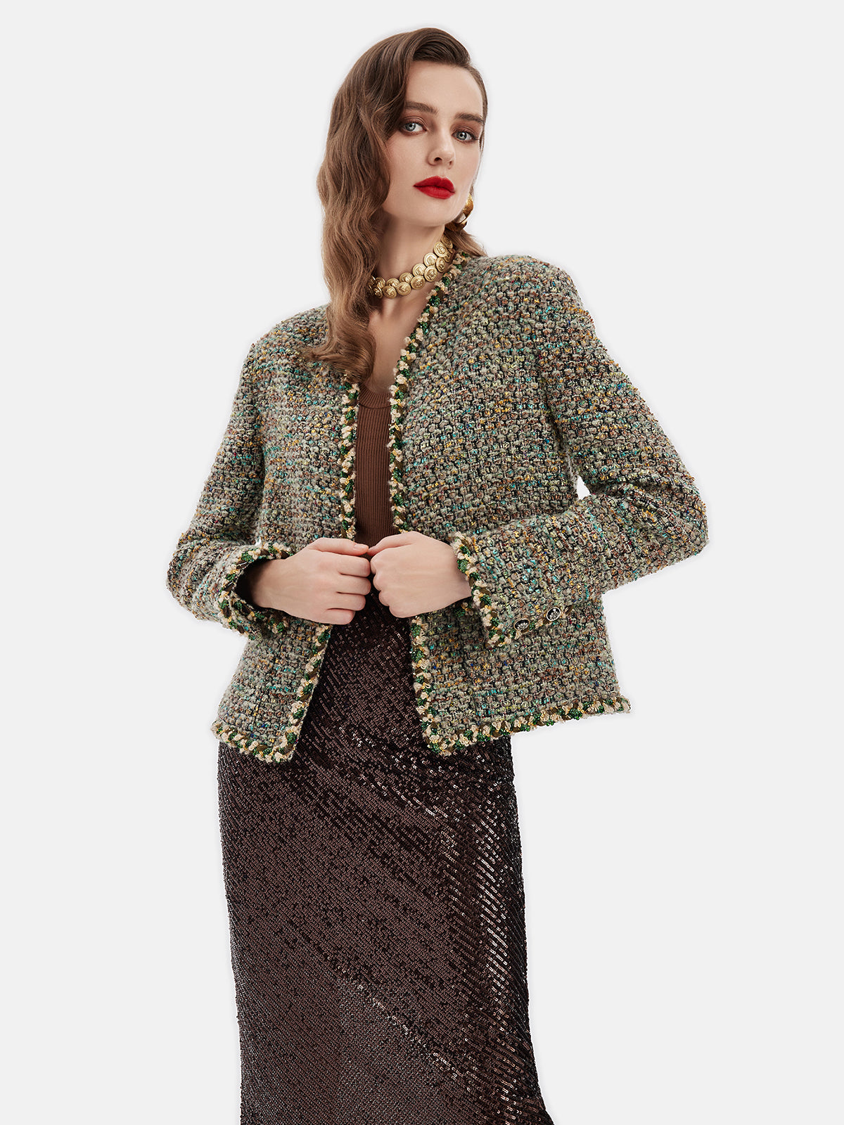 French Wool Blend Tweed Jacket