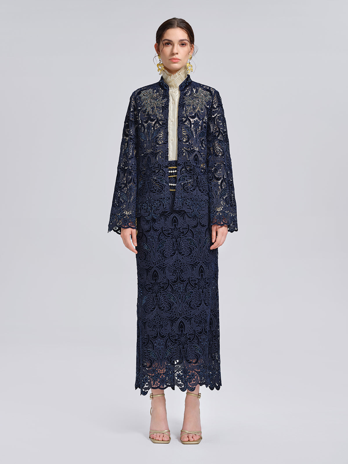 Velvet Lace Cutout Embroidered Jacket