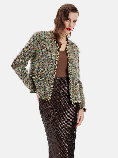 French Wool Blend Tweed Jacket