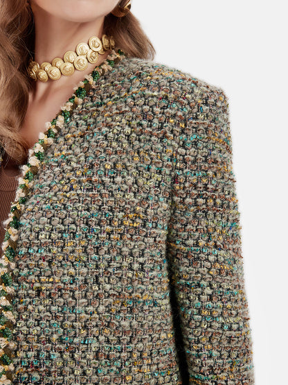 French Wool Blend Tweed Jacket