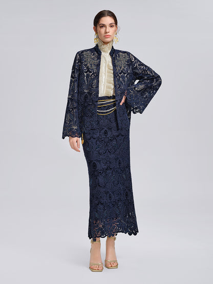 Velvet Lace Cutout Embroidered Jacket