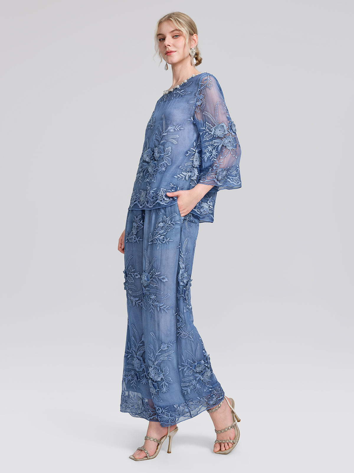 Mulberry Silk Embroidered Beaded Blouse