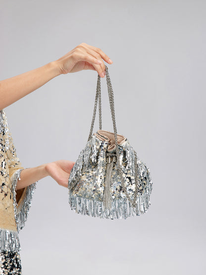 【FREE GIFT】Crystal Fringe Sequin Bucket Bag