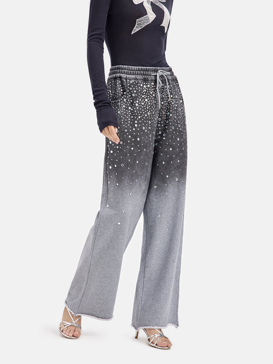 Gradient Starry Beaded Knit Pants