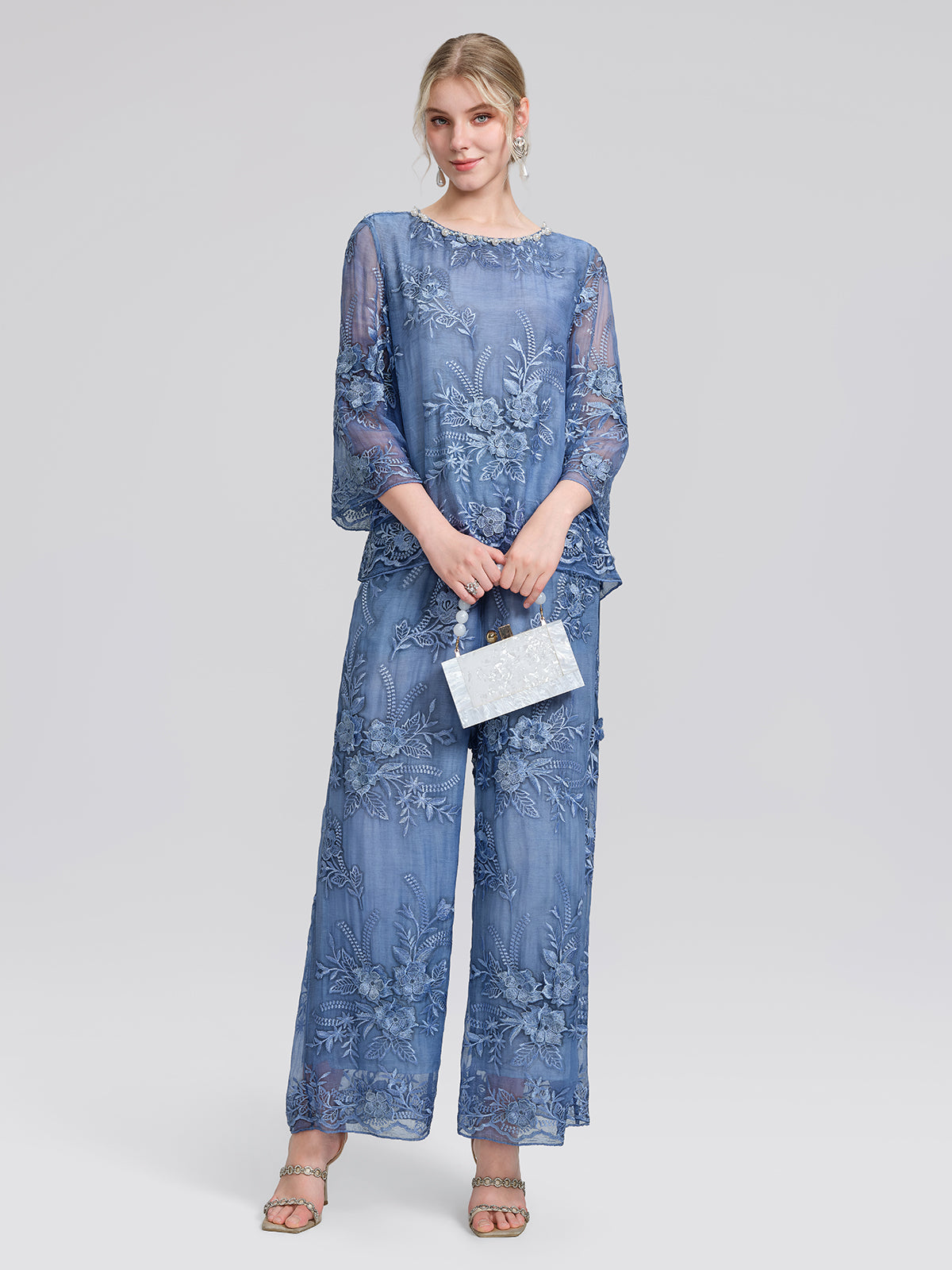 Mulberry Silk Embroidered Beaded Blouse