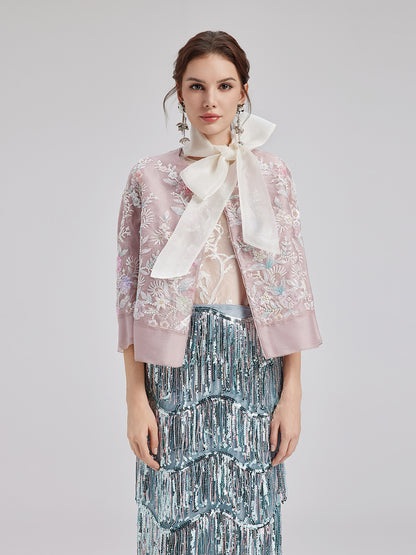 Artisanal Floral Beaded Embroidery Jacket