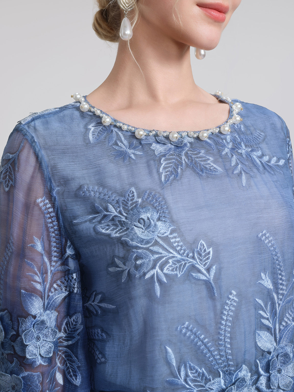 Mulberry Silk Embroidered Beaded Blouse