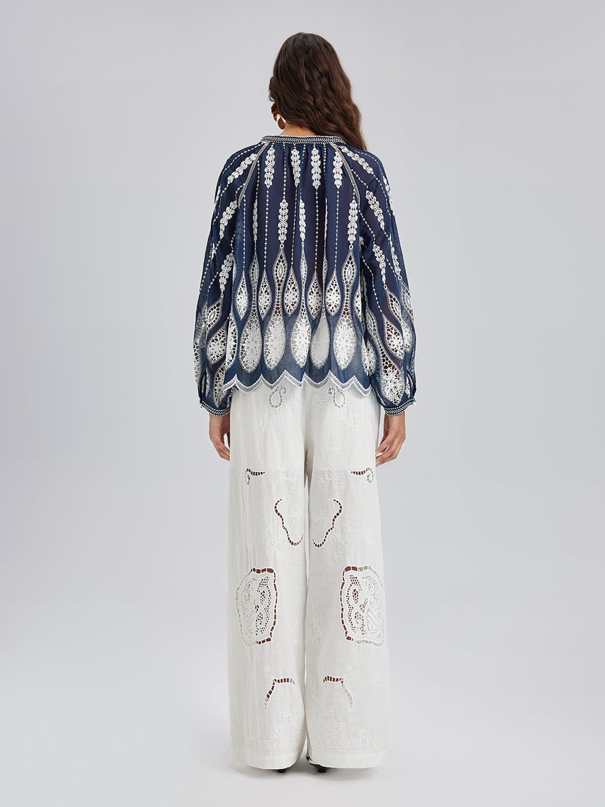 Intricate Fringe Embroidered Cutout Top