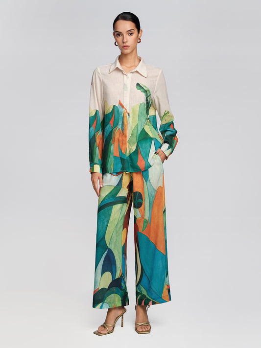 Beaded Tropical Abstract Print Set