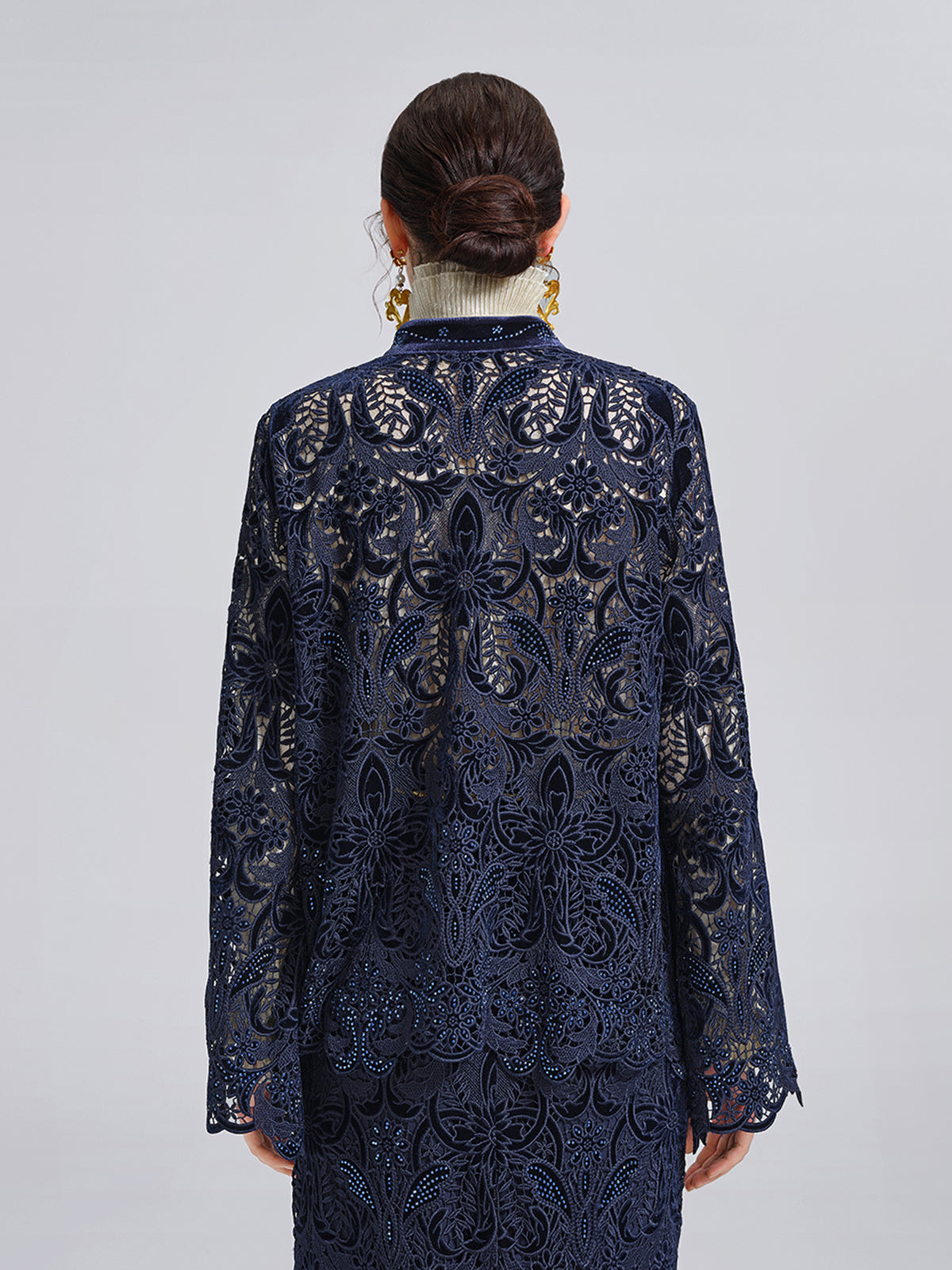 Velvet Lace Cutout Embroidered Jacket