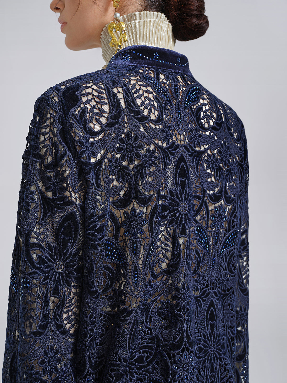 Velvet Lace Cutout Embroidered Jacket