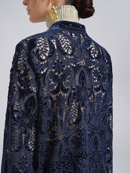 Velvet Lace Cutout Embroidered Jacket