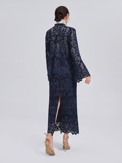 Velvet Lace Cutout Embroidered Jacket