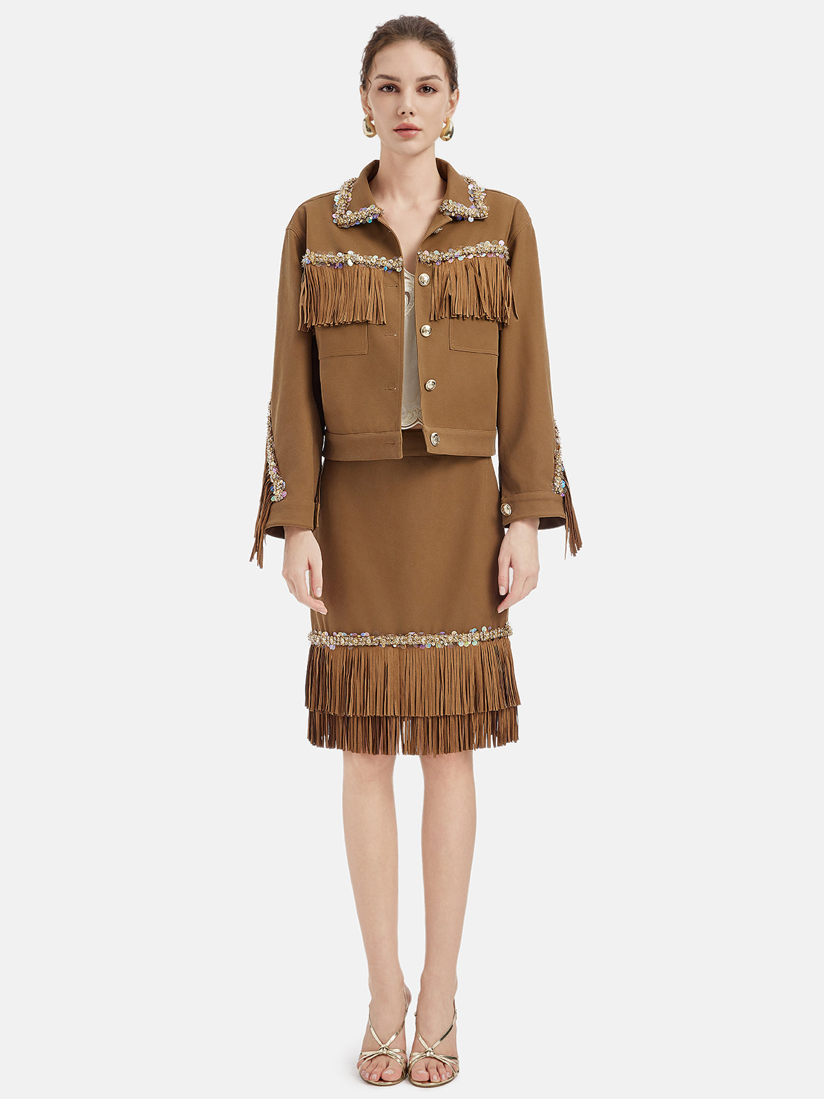 Vintage Brown Suede Fringe Jacket