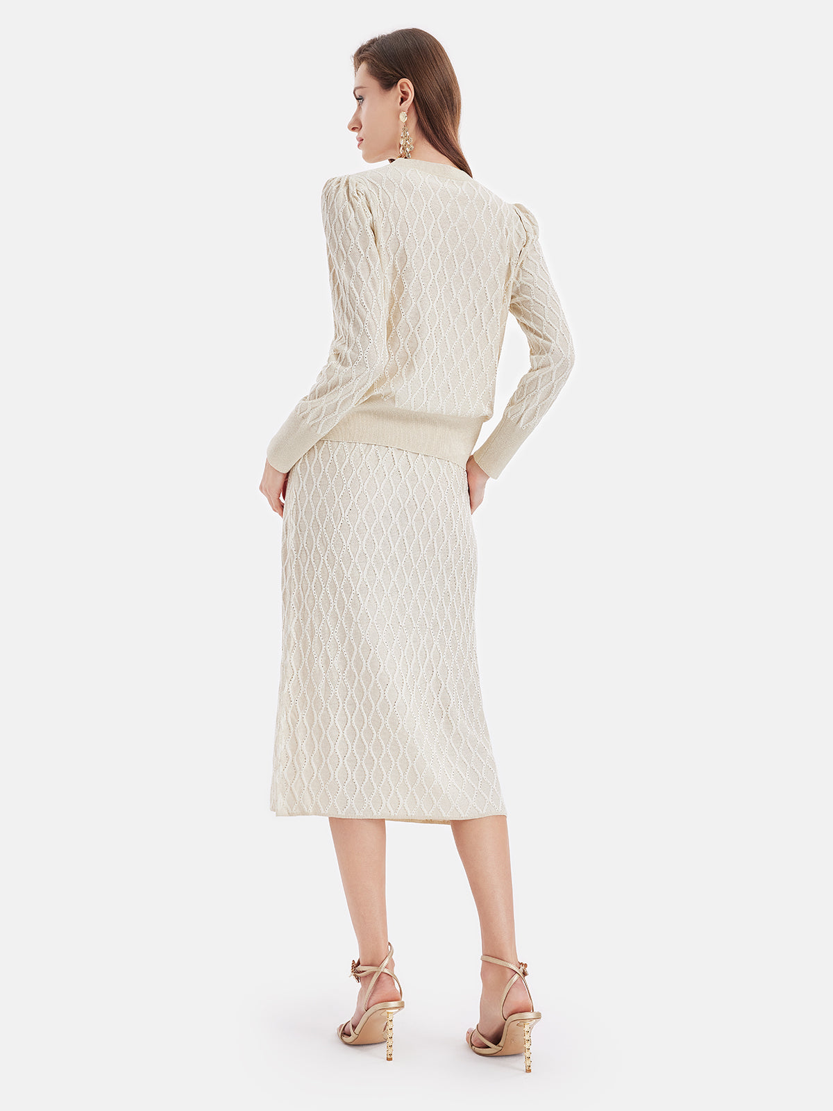 Wool Knit Textured A-Line Skirt