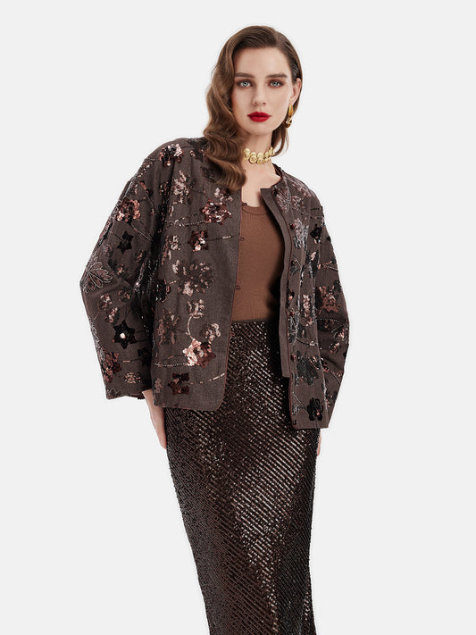 Oriental Sequined Embellished Jacket