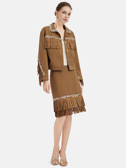 Vintage Brown Suede Fringe Jacket