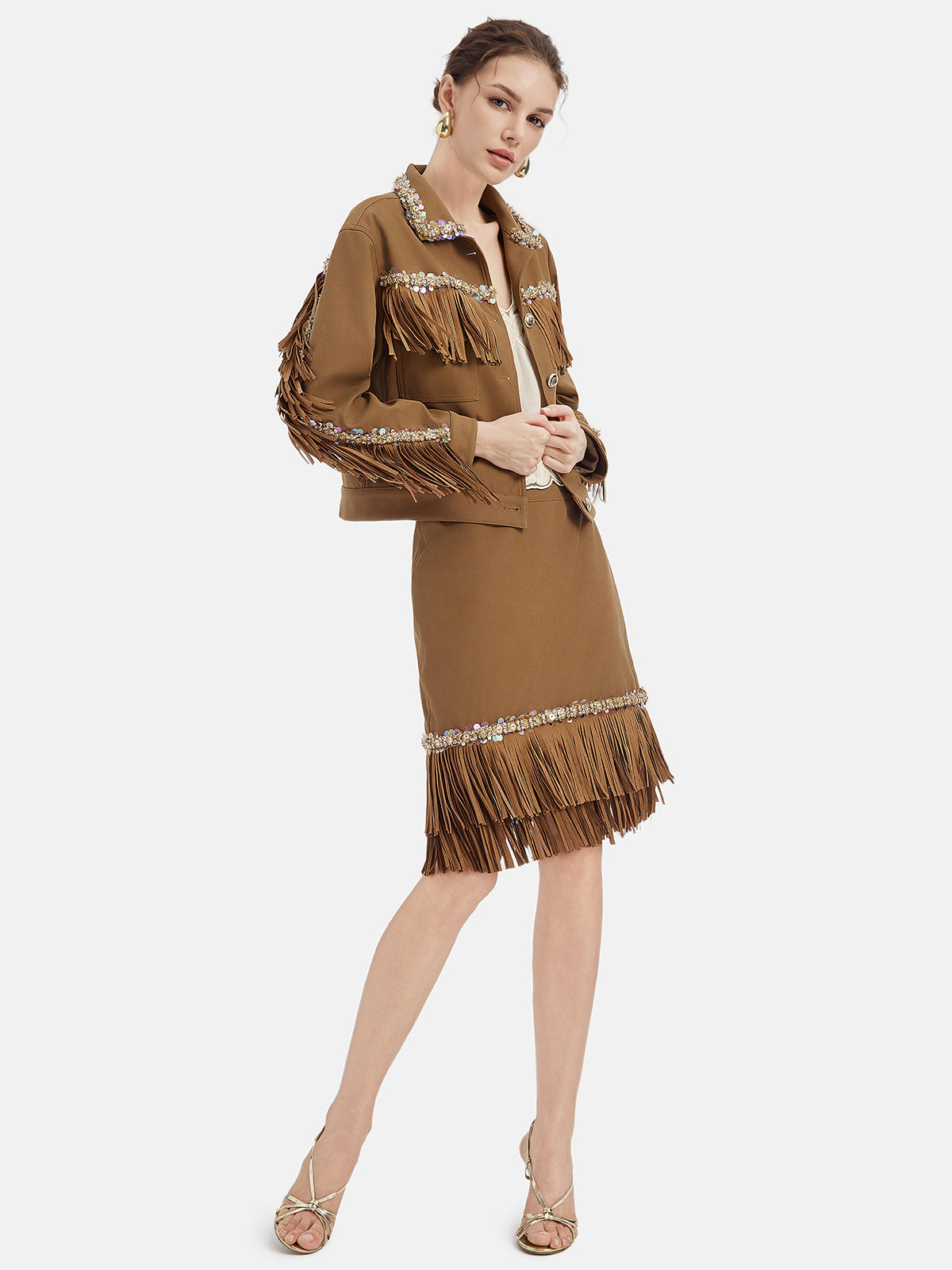 Vintage Brown Suede Fringe Jacket