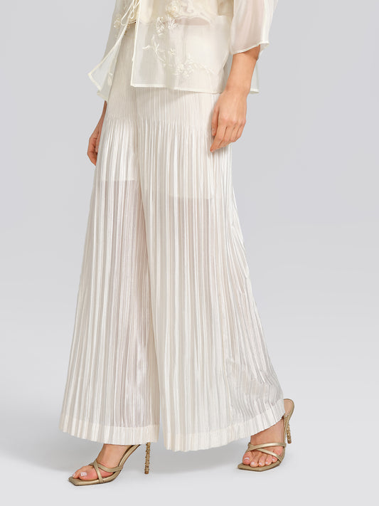 Art Pleated Elastic-Waist Wide-Leg Pants