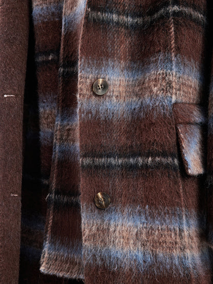 Bolivian Wool Checked Hooded Coat