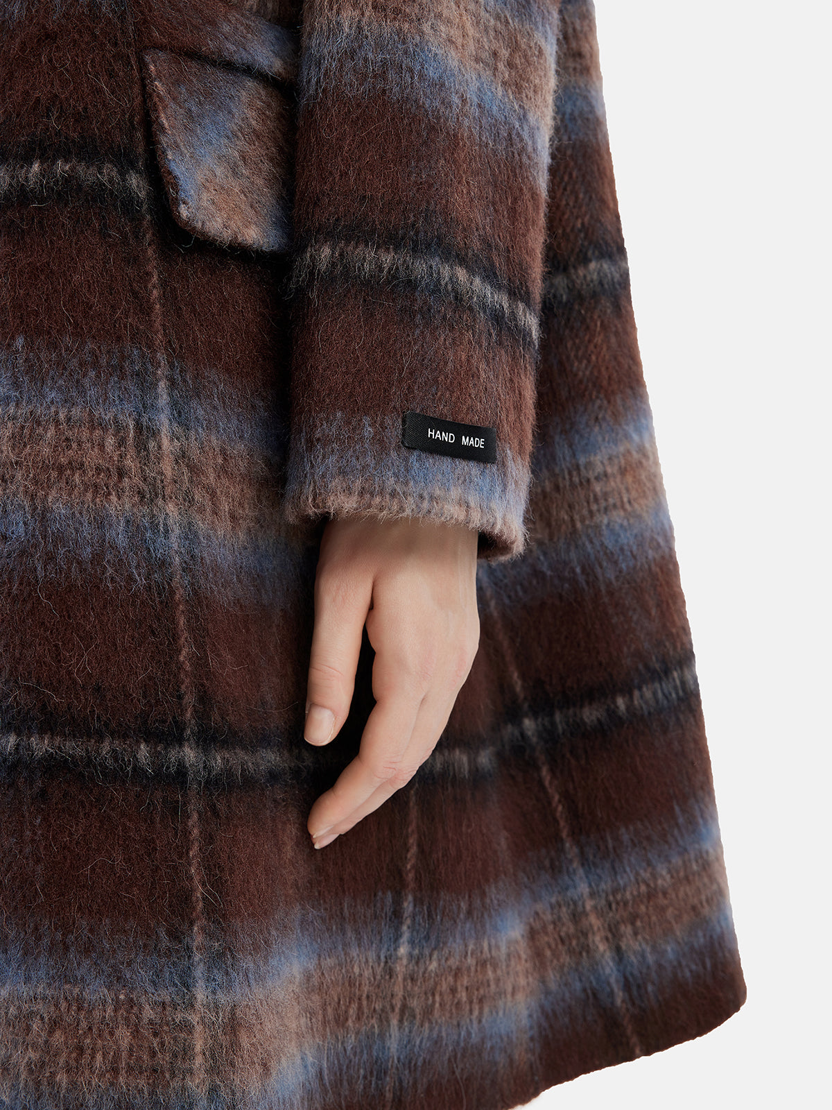 Bolivian Wool Checked Hooded Coat