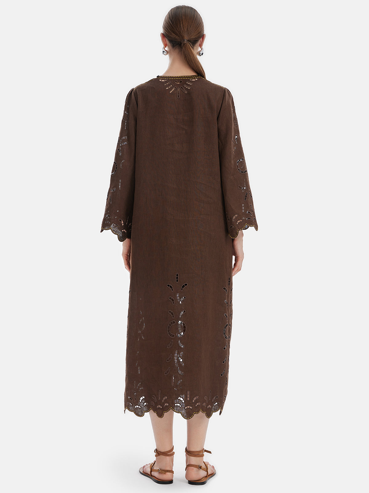 Hollow Linen Relaxed Fit Vacation Dress