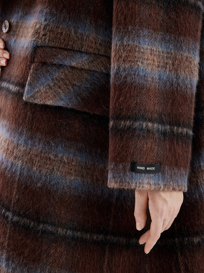 Bolivian Wool Checked Hooded Coat