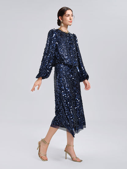 Fish-Scale Sequin Cropped Top