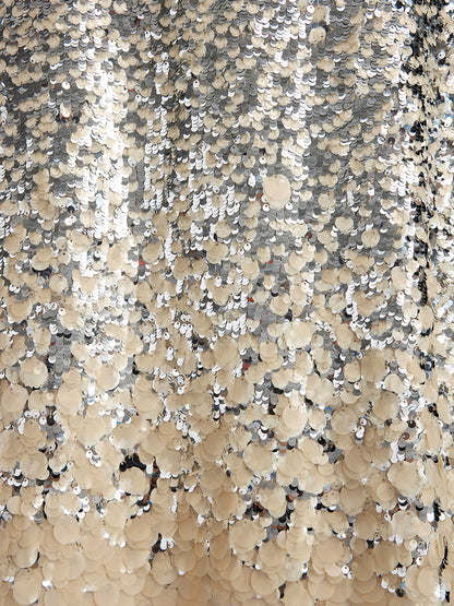 Ombre Sequin Fringe Elastic-Waist A-Line Skirt