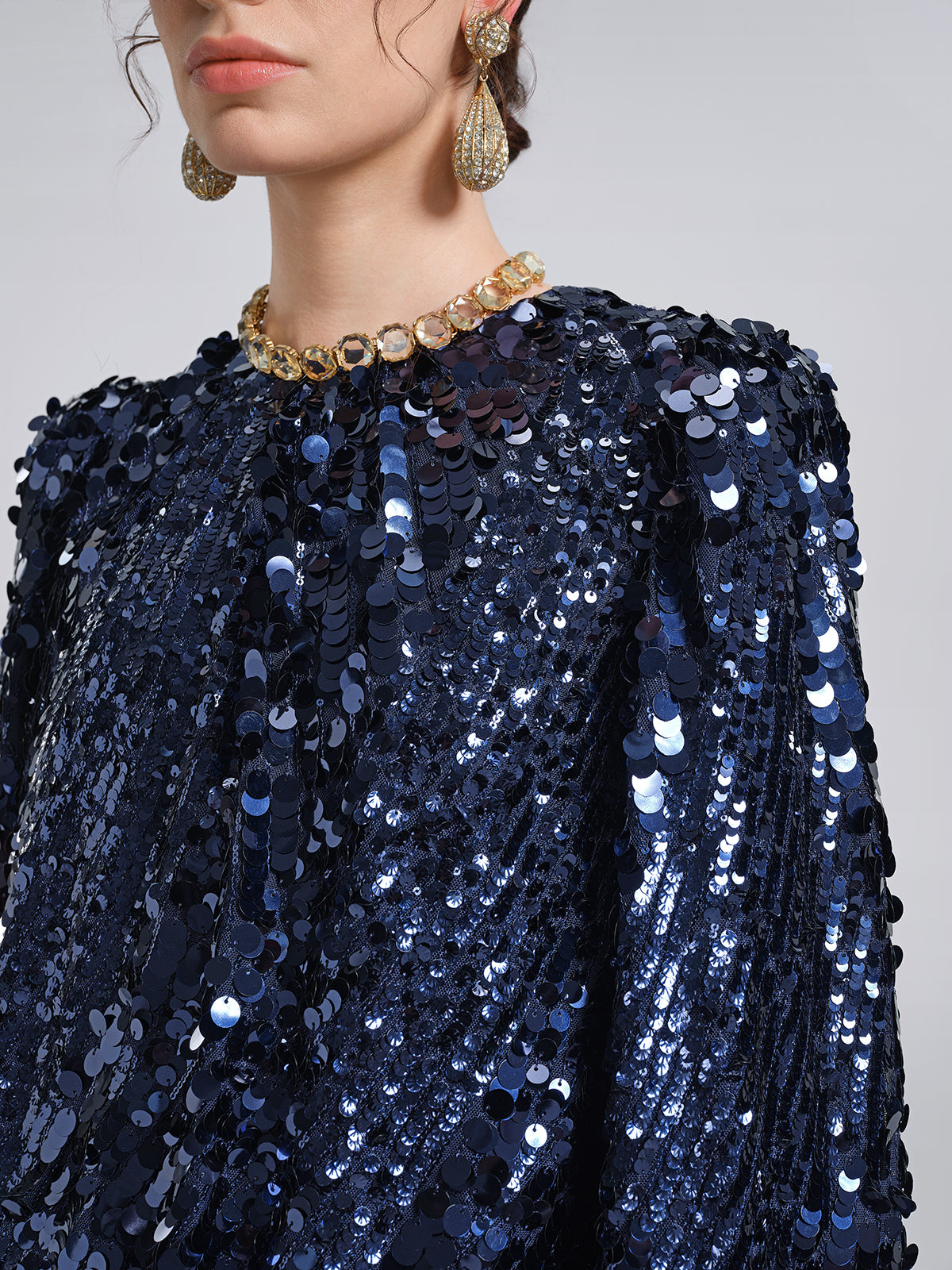 Fish-Scale Sequin Cropped Top