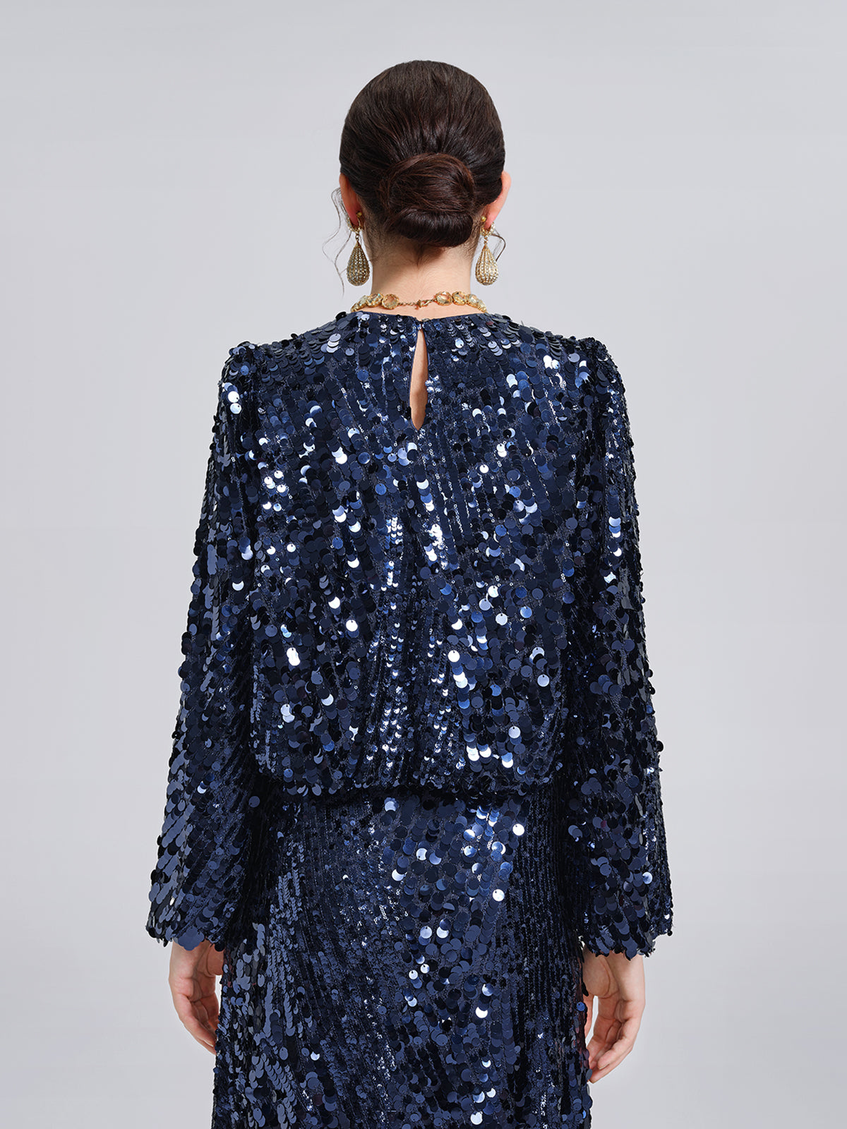 Fish-Scale Sequin Cropped Top