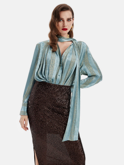 Luxe Gilded Tie-Front Shirt