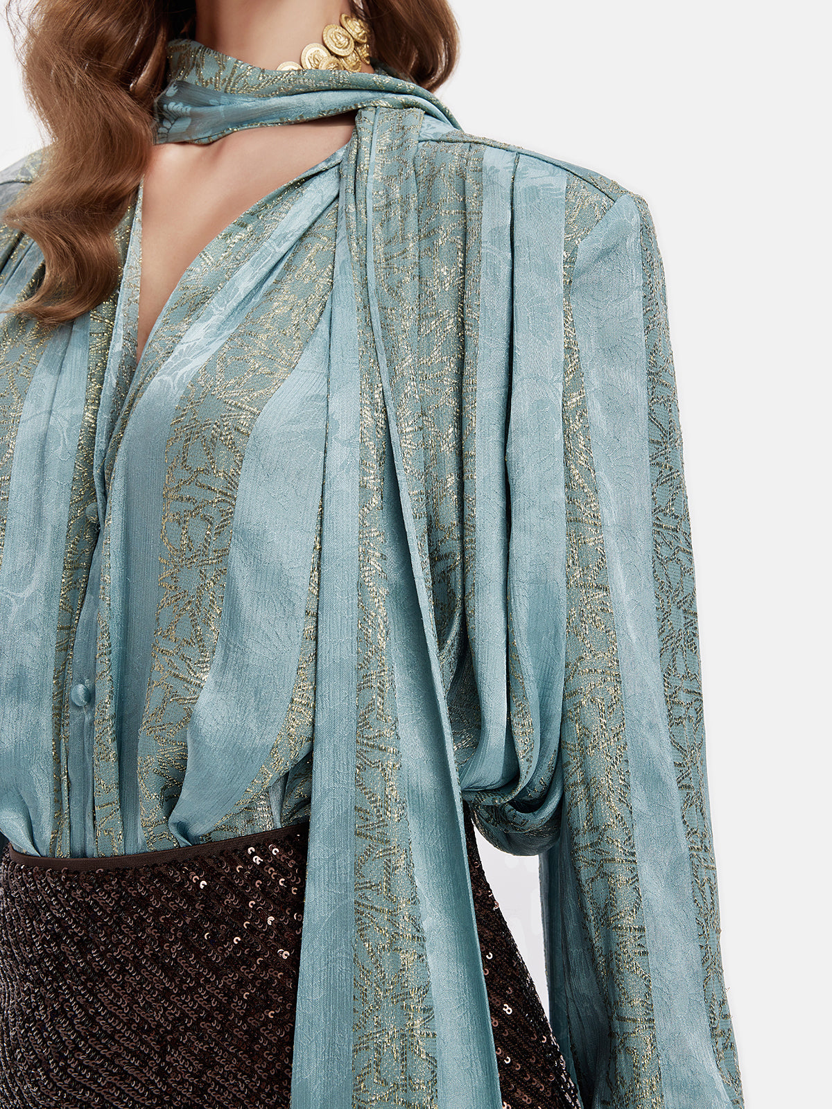 Luxe Gilded Tie-Front Shirt