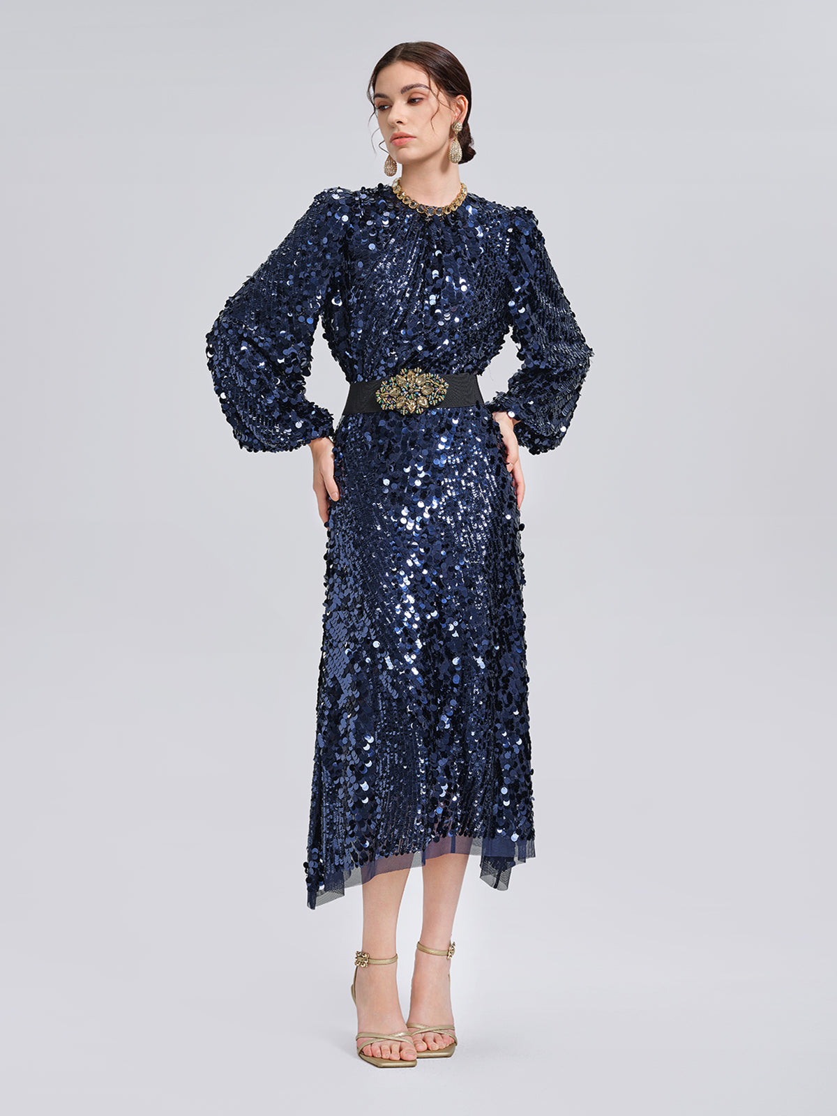 Fish-Scale Sequin Cropped Top