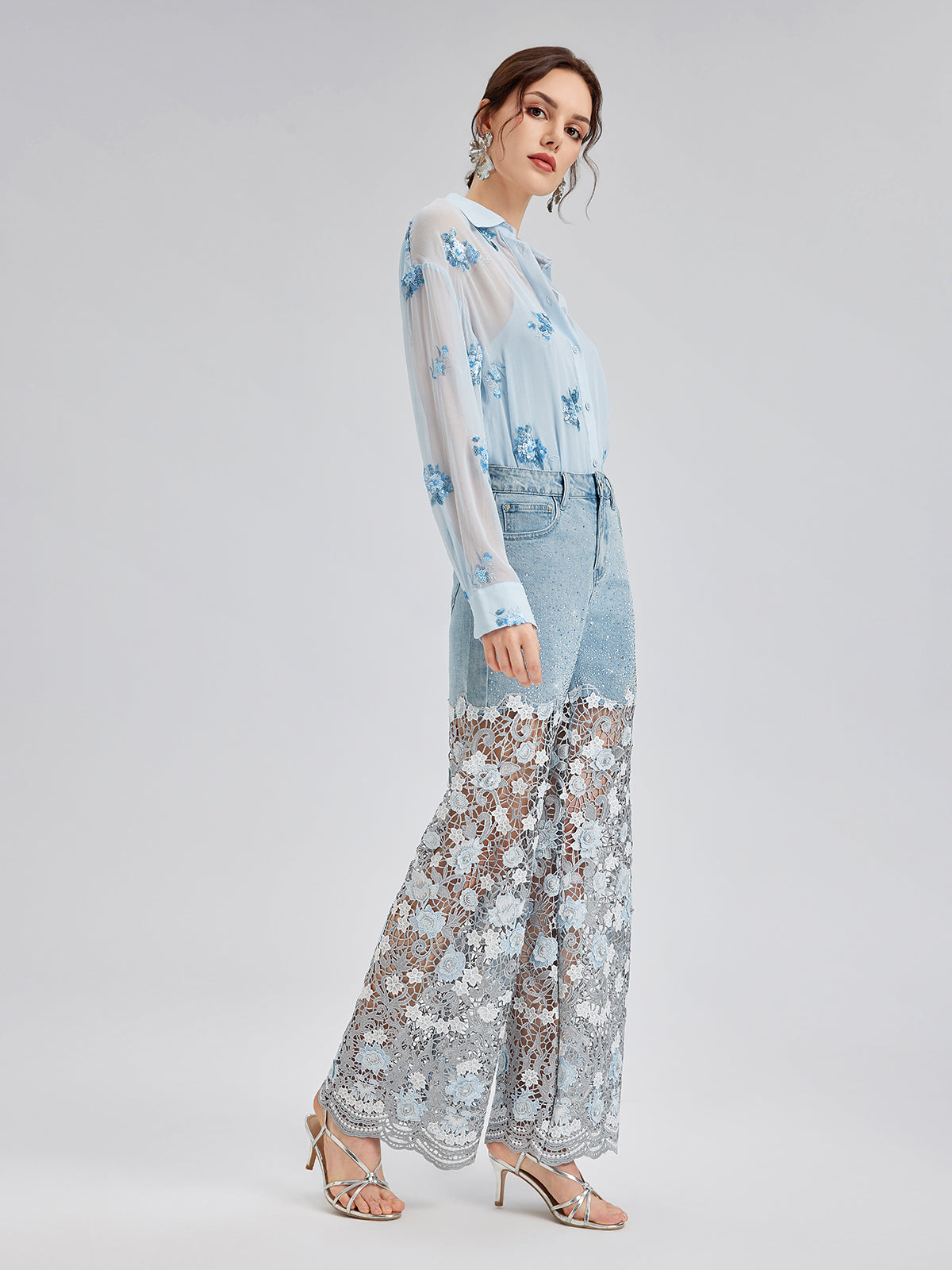 Silk Floral Embroidered Shirt