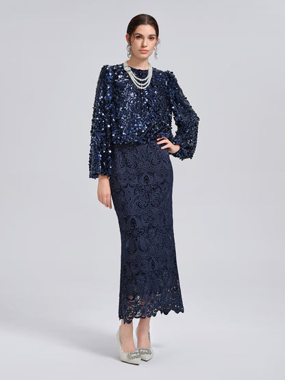 Fish-Scale Sequin Cropped Top