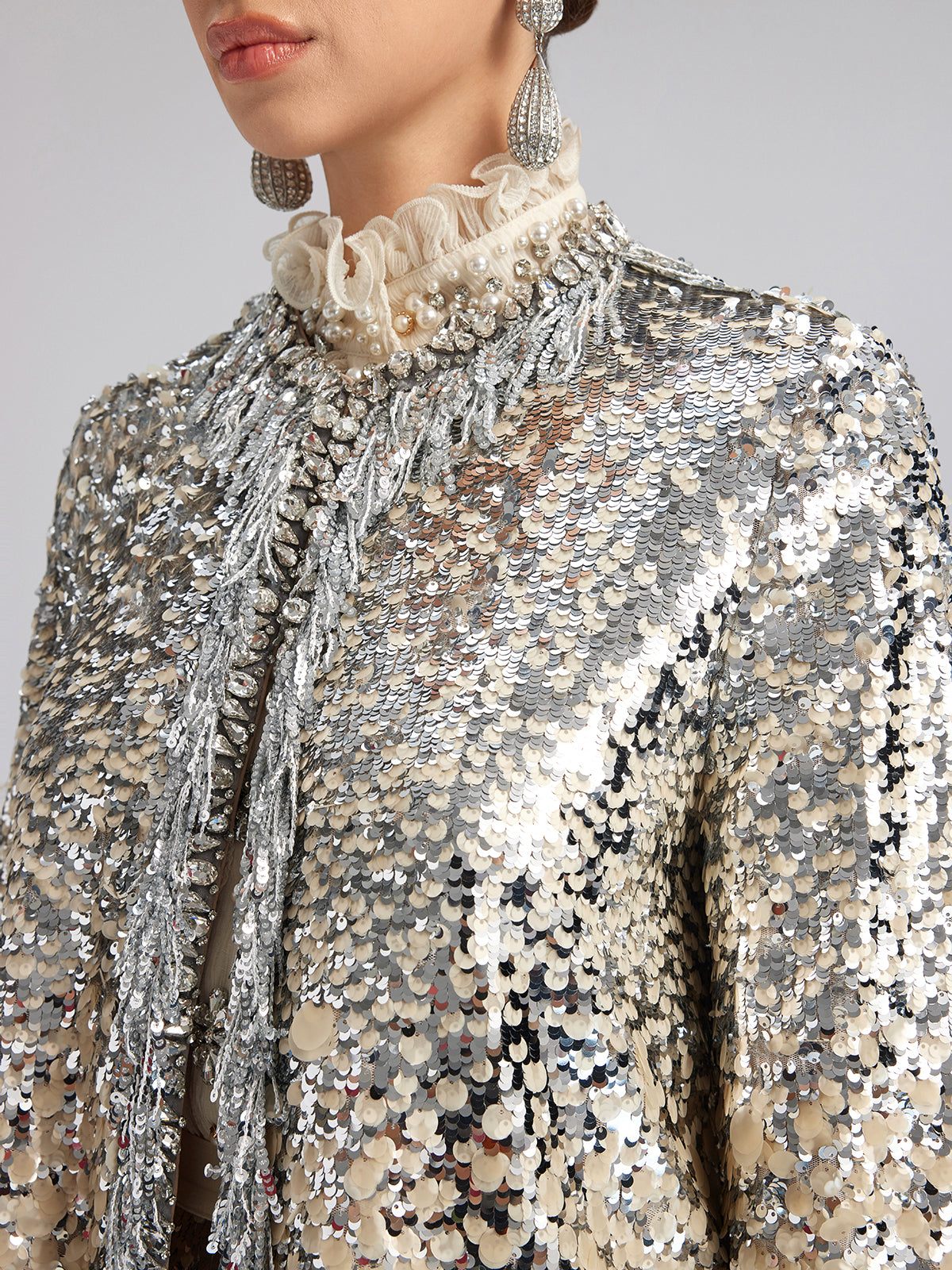 Luxurious Beaded Ombre Fringe Jacket