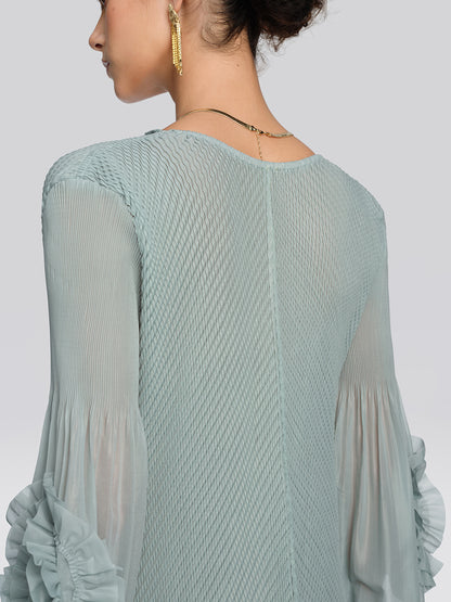 Pleated Diagonal Texture French Dress