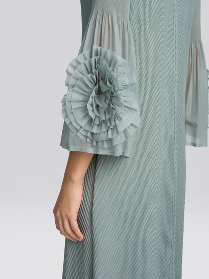 Pleated Diagonal Texture French Dress