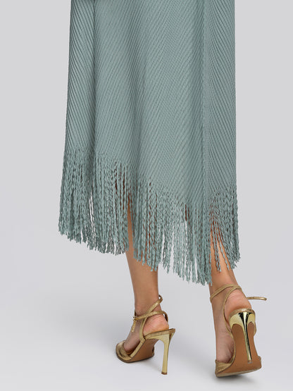 Pleated Diagonal Texture French Dress